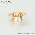 15458 xuping 18k bañado en oro moda funky imitación elegante perla anillo para damas